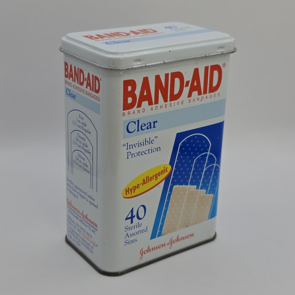 Vintage Band-Aid Clear 40 Count Metal Tin Johnson & Johnson Advertising